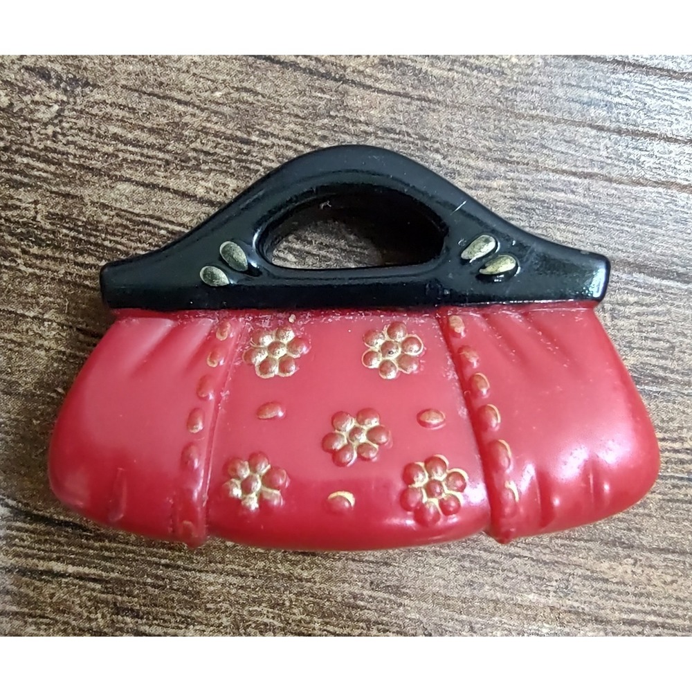 Barbie Doll My Scene Fashion Fever Flower Purse Bag Accessory Red Black Gold Z9